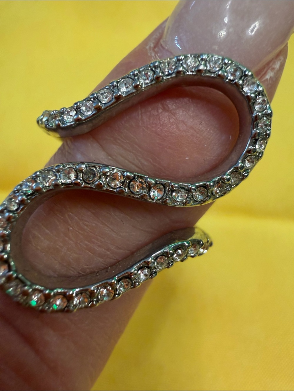 Park Lane Sparkling Silver-Tone S-Curve Ring – Size 9